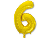 Шар фольга Цифра 14"/ВЗ Золото Gold "6"