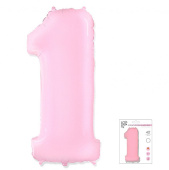 Шар фольга Цифра 40"Fm Розовый Pink "1" пастель упак Испания KZ