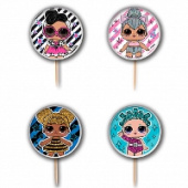 Свеча для торта на пиках круг Куклы ЛОЛ диско (уп4) Россия БР 293119 НД Плэй