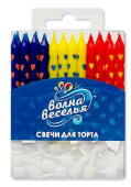 Свечи для торта 6 см, воск, 24 шт., с держателями Сердца