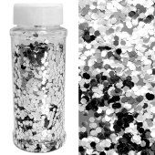 Конфетти шестиугольники фольга Серебро металлик в банке 0,1см 90г