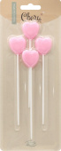 Свеча для торта на пиках Сердце Розовый 0,6х3см (уп4) ВВ