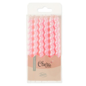 Свеча для торта с держателем Спирали Розовый Перламутр 0,7х7 + 3,5см уп6