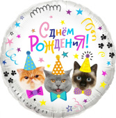 Шар фольга с рисунком 18''FL круг СДР Котики