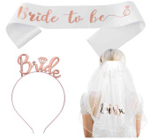 Набор карнавальный Девичник Розовое Золото (ободок Bride фата 2 слоя лента)