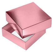 Коробка сборная квадрат 18х18х6,5см METALLIC Розовая