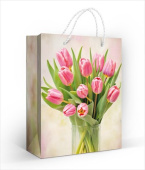 Пакет бумажный M 18х22см Тюльпаны в вазе Хорошо