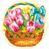 Декоративное украшение Весенняя корзина - Розовые тюльпаны (10шт) МирП