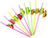 Трубочки для коктейля пластик Фруктовый микс ассорти (уп12) ВВ