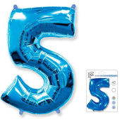 Шар фольга Цифра 40"Fm Синий Blue "5"