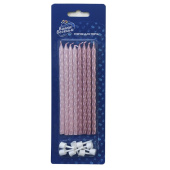 Свеча для торта с держателем витая Нежно-розовый перламутр 12см (уп8)