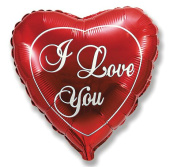 Шар фольга с рисунком 24"Fm сердце I LOVE YOU красное