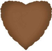 Шар фольга без рисунка 18"Fm сердце сатин матовый Шоколад Choco Brown