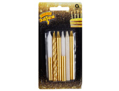 Свеча для торта бд Золото белая блеск 8см уп12 ВесЗатея