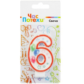 Свеча для торта Цифра Шары "6" 7см