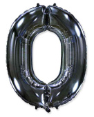 Шар фольга Цифра 40'' Черная Black "0"