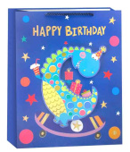 Пакет бумажный XL 31х41см Happy Birthday Детский праздник Дизайн №3 Металлик