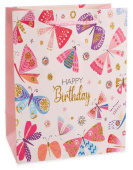 Пакет бумажный XL 31х41см Happy Birthday Лето Дизайн №4 с блестками