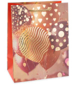 Пакет бумажный M 18х23см Невероятные шарики Дизайн №2 Золото Металлик