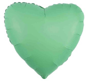 Шар фольга без рисунка 18"Fm сердце матовый Мятный