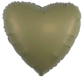 Шар фольга без рисунка 18"Fm сердце матовый Оливковый