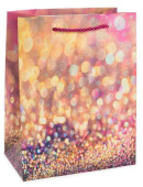 Пакет бумажный L+ 30х42см Гламур Дизайн №1 Розовый с блестками