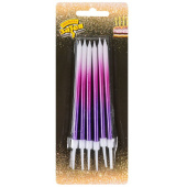 Свечи для торта 11 см, 6 шт, с держателем Омбре, розово-фиолетовые