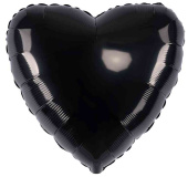Шар фольга без рисунка 18"Fm Сердце металлик Черный