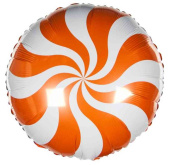 Шар фольга с рисунком 18"Fm круг Леденец Оранжевый