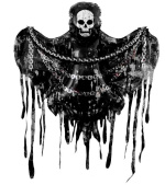 Шар фольга фигура AIR Скелет в черных лохмотьях 59" 150смFL (упак)