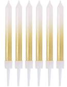 Свечи для торта 8 см, 6 шт. Градиент перламутр белыйзолото