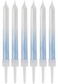 Свечи для торта 8 см, 6 шт. Градиент перламутровый бело-голубой