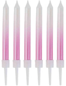 Свечи для торта 6 шт., 8 см Градиент перламутровый бело-розовый