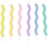 Свечи для торта 10 см, 6 шт. Волна пастельная