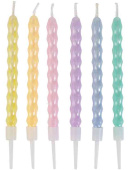 Свечи для торта 10 см, 6 шт. Косичка пастель перламутр