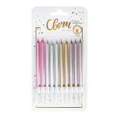 Свечи для торта 9 см, 8 шт., с держателем Микс