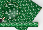 НГ Бумага лист 97х67см Снежинки на зеленом