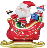 НГ Шар фольга фигура AIR Дед Мороз на санях с подарками 46" 117смFL (упак)