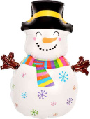 НГ Шар фольга фигура Снеговик в ярком шарфе Градиент 43" 109смFL (упак)