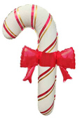 НГ Шар фольга фигура Леденец трость Красный бант (надув воздухом) БелыйКрасный 30" 76смFL (упак)