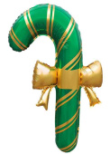 НГ Шар фольга фигура Леденец трость Золотой бант (надув воздухом) Зеленый 30" 76смFL (упак)