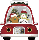 Шар 22"56 см, фольга Новогодний автомобильчик