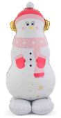 НГ Шар фольга фигура на подставке Снеговик в розовом шарфе 58" 147смFL (упак)