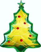 НГ Шар фольга фигура Новогодняя елочка ЗеленыйЗолото 33" 84смFL