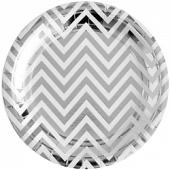 Тарелки бумажные 180мм Зигзаги серебряные (уп6) ВВ