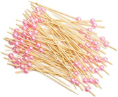 Пики Топперы с бусинами Розовый 12см (50шт) ВВ