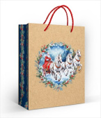 НГ Пакет бумажный M 18х23см Тройка на крафте МирП