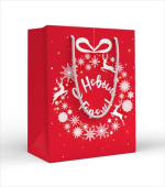 НГ Пакет бумажный M 18х23см Венок с оленями