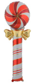 НГ Шар фольга фигура Леденец трость с бантом КрасныйЗолото 59" 150смFL (упак)