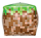 Шар фольга с рисунком 22"FL куб Пиксели ЗеленыйКоричневый